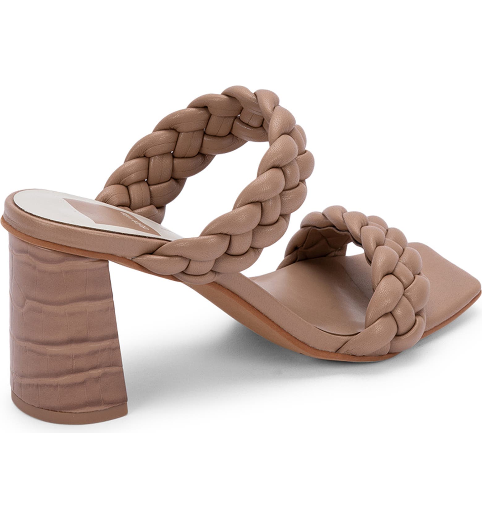 Dolce Vita Paily Pearl Braided Heels - Light Grey Raffia, 3.2 Inch Heel