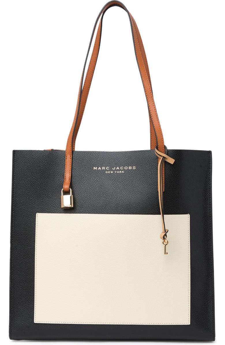 Marc Jacobs Grind Colorblock Leather Tote Bag, Main, color, Smoked Almond Multi