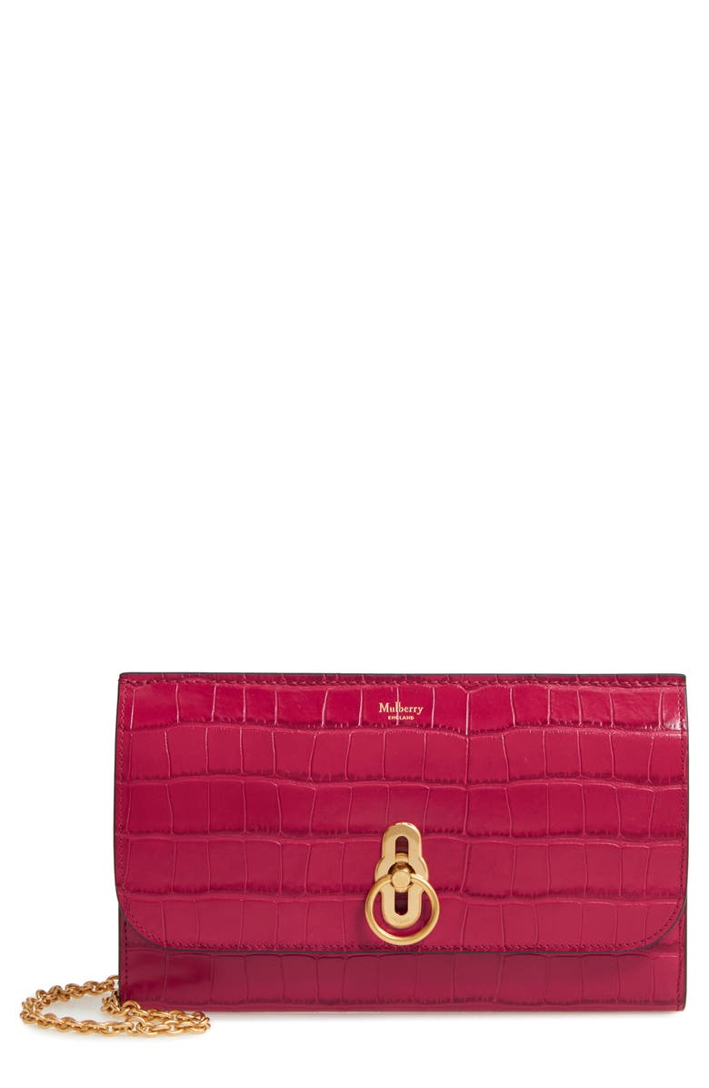 Mulberry Amberley Croc Embossed Leather Clutch | Nordstrom