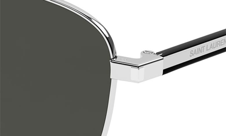 Shop Saint Laurent 56mm Aviator Sunglasses In Silver