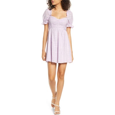 Auguste Chloe Tonal Plaid Babydoll Minidress, US / 4 AU - Purple