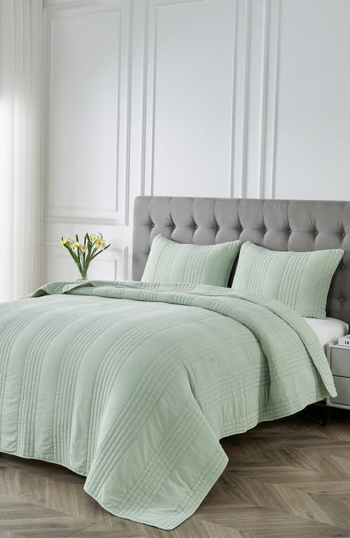 Melange Home Stone Washed Quilt & Sham Set In Canary Green