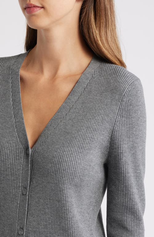 Shop Caslonr Caslon(r) Long Sleeve Button-up Rib Sweater Dress In Grey Dark Heather