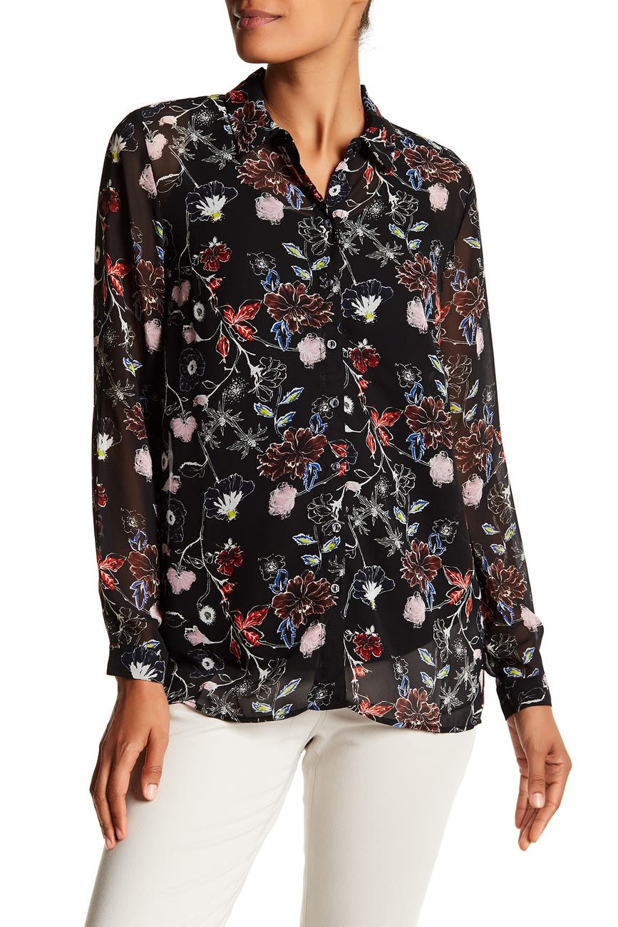 Philosophy Apparel Long Sleeve Floral Print Blouse Nordstrom Rack