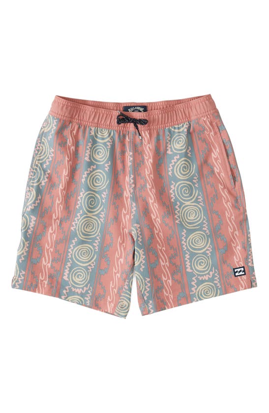 Billabong Kids' Sundays Layback Swim Trunks In Dusty Red