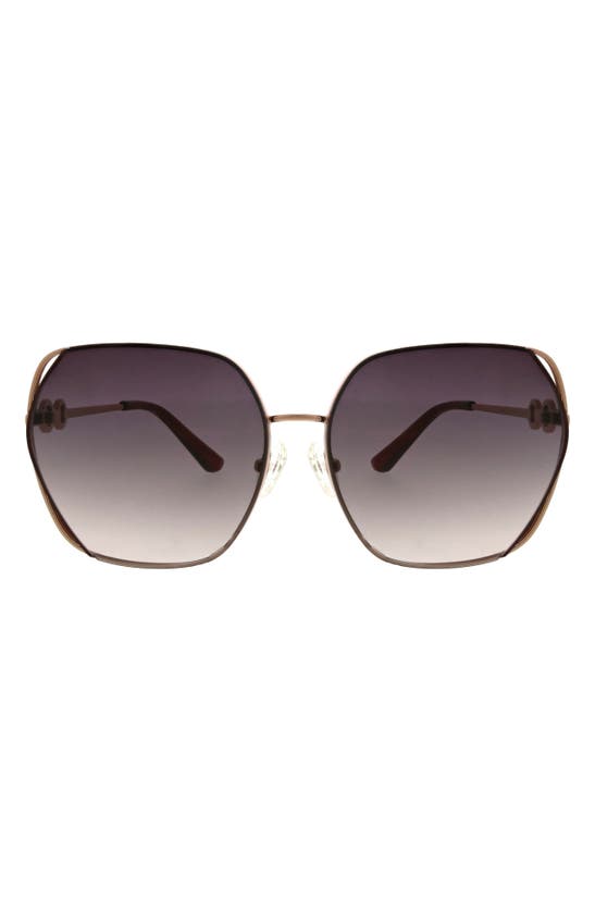 Shop Oscar De La Renta 62mm Butterfly Sunglasses In Brown/ Burgundy