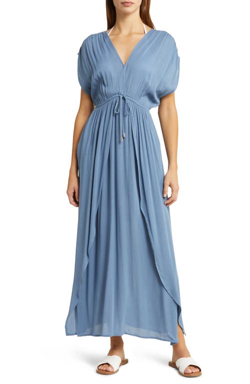 Wrap Maxi Cover-Up Dress in Deep Blue