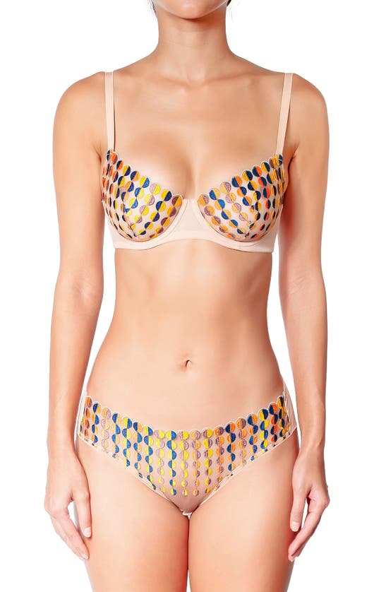 Huit Deco Dots Underwire Balconette Bra In Forest Green