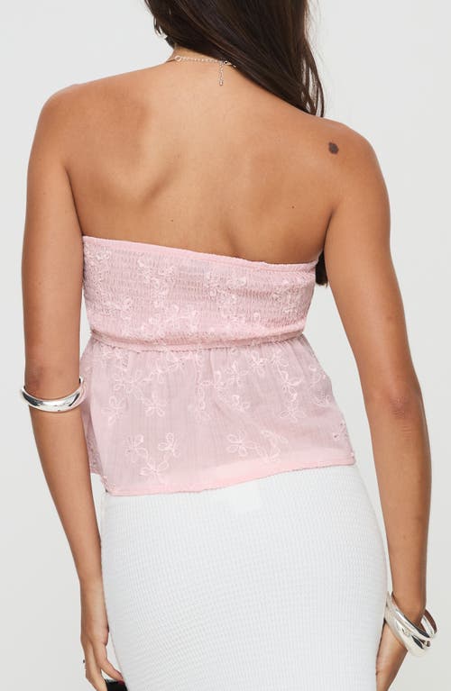 Shop Princess Polly Rosenberg Strapless Jacquard Crop Top In Pink