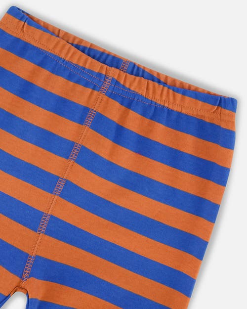 Shop Deux Par Deux Little Boy's Organic Cotton Two Piece Pajama Set Blue And Orange Stripe In Printed Stripe