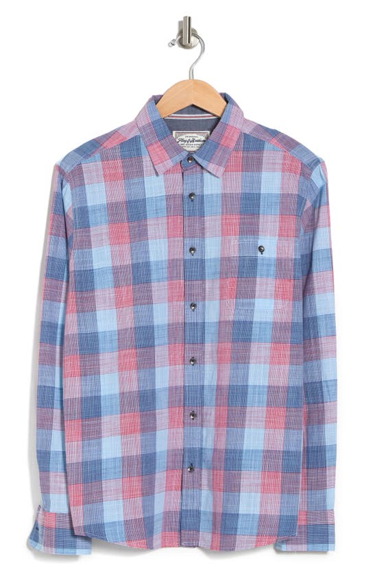 Flag And Anthem Aldora Checkered Long Sleeve Button-up Shirt In Red/ Blue
