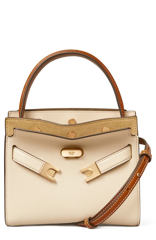 Shop Tory Burch Petite Lee Radziwill Leather Double Bag In New Cream