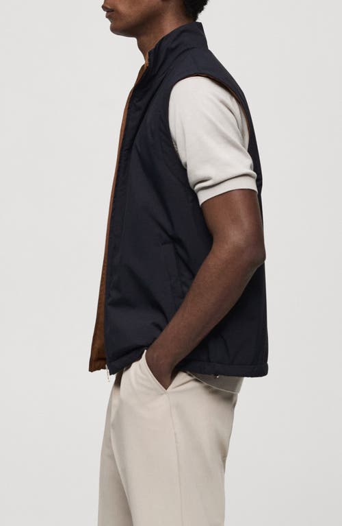 Shop Mango Water Repellent Reversible Vest In Dark Navy