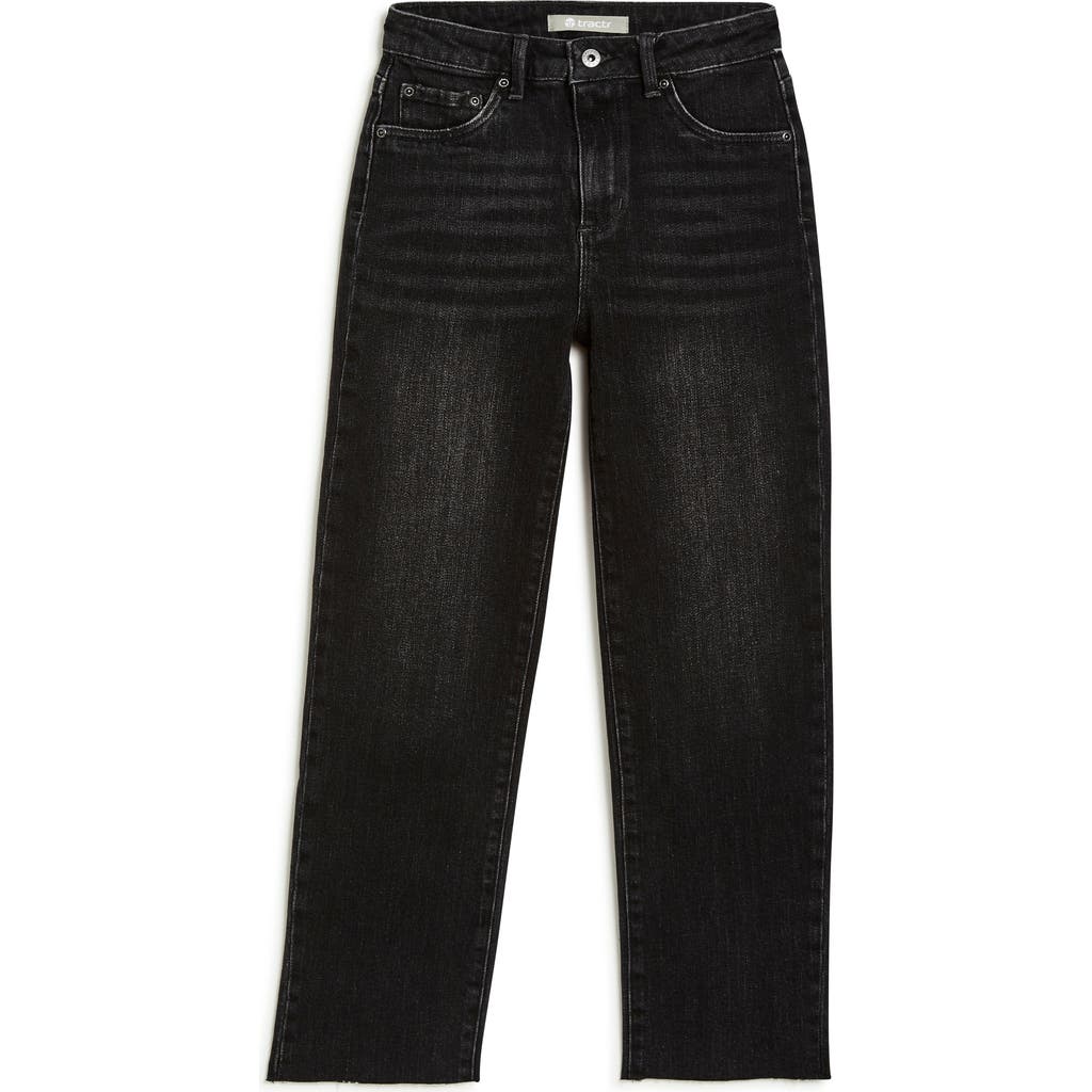 Tractr Kids' Crop Barrel Leg Jeans in Black Wash