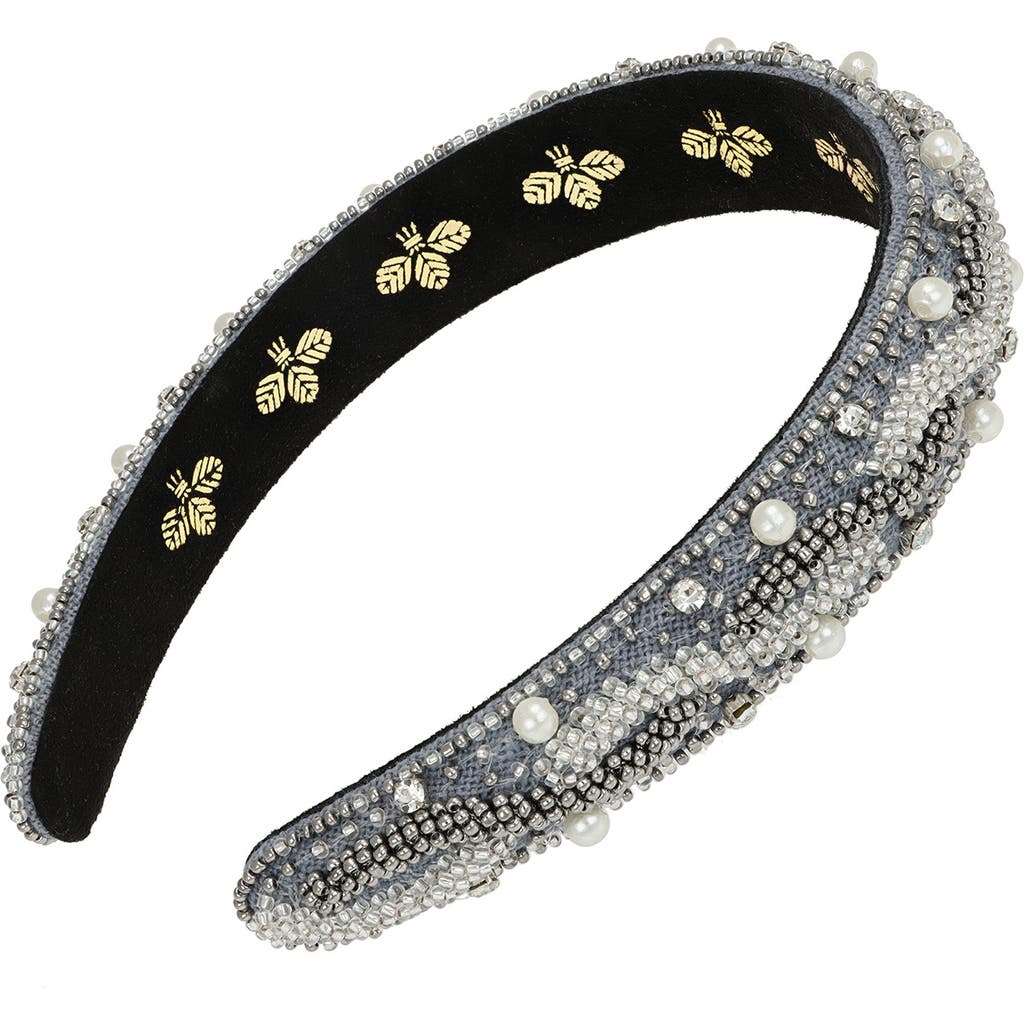 L. Erickson Perrine Beaded Headband in Grey