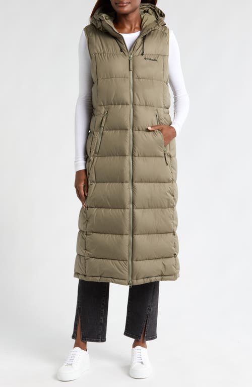 Shop Columbia Pike Lake Water Repellent Hooded Long Puffer Vest In Stone Green