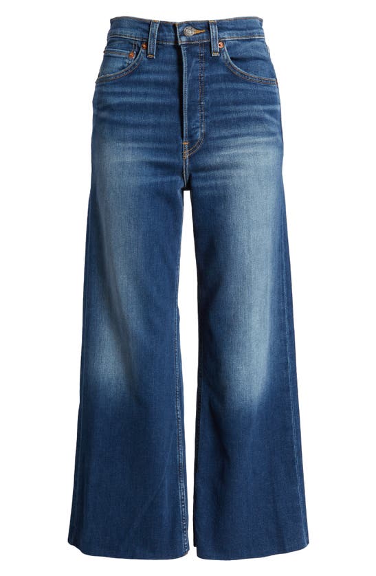 Shop Re/done Raw Hem High Waist Ankle Wide Leg Jeans In Mid 70s