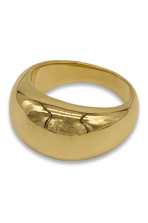 Water Resistant 14K Gold Plated Dome Ring