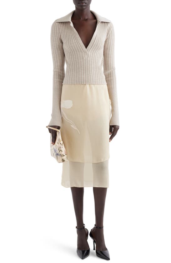Givenchy Ribbed Polo Long-sleeve Top In Natural Beige