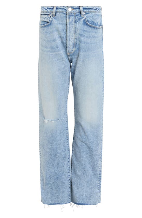 Shop Allsaints Edie Ripped High Waist Straight Leg Jeans In Light Indigo