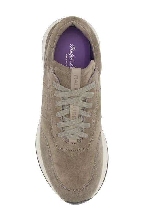 Shop Ralph Lauren Purple Label Ethan Ii Calfskin Suede Sneaker In Light Grey