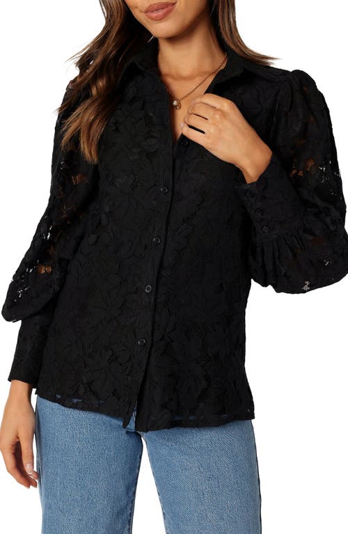 Petal And Pup Petal & Pup Tadeo Floral Lace Button-up Shirt In Black