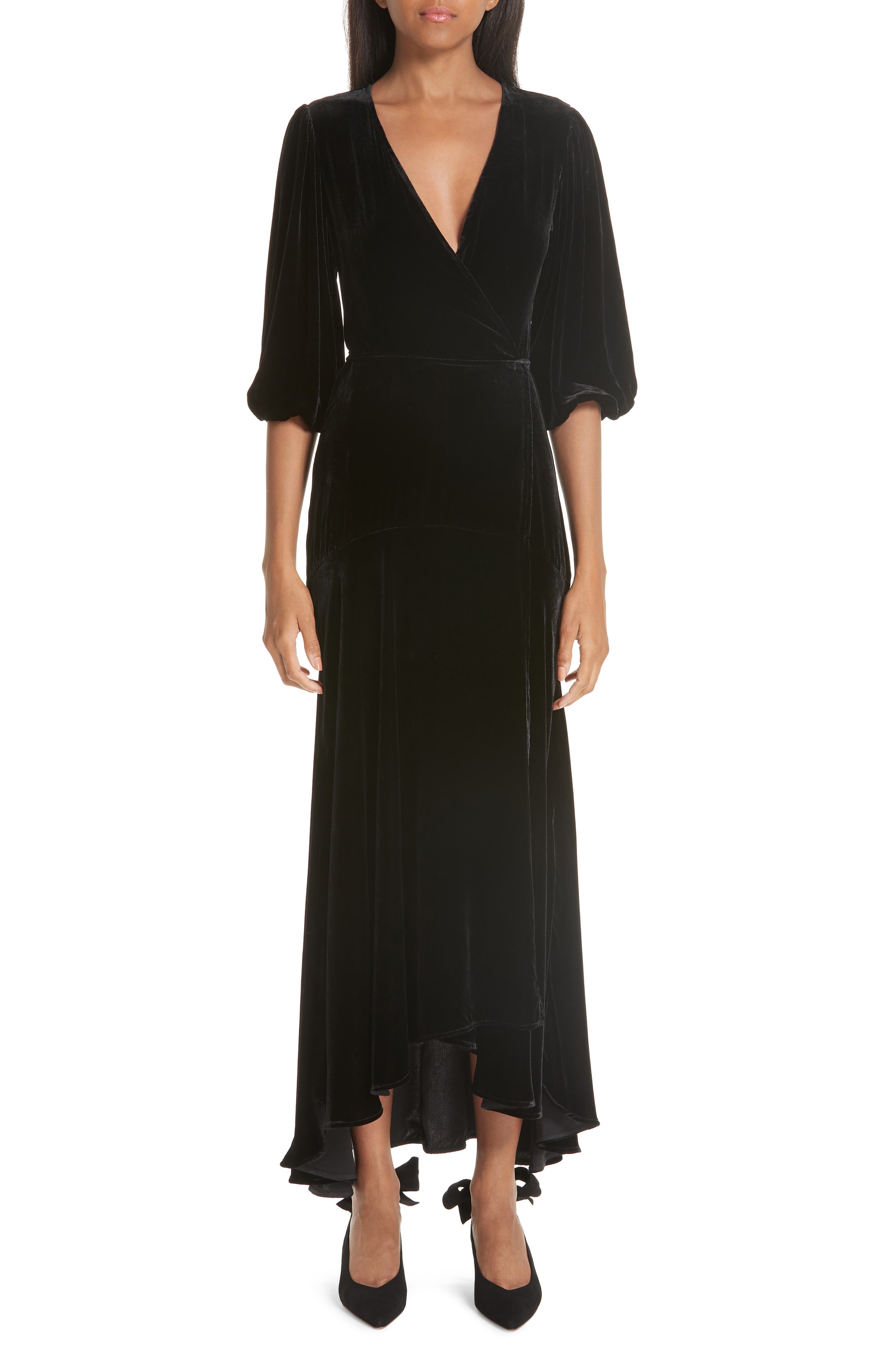 ganni black velvet dress