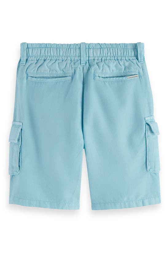 Shop Scotch & Soda Kids' Garment Dyed Linen Blend Bermuda Shorts In Blue Lagoon