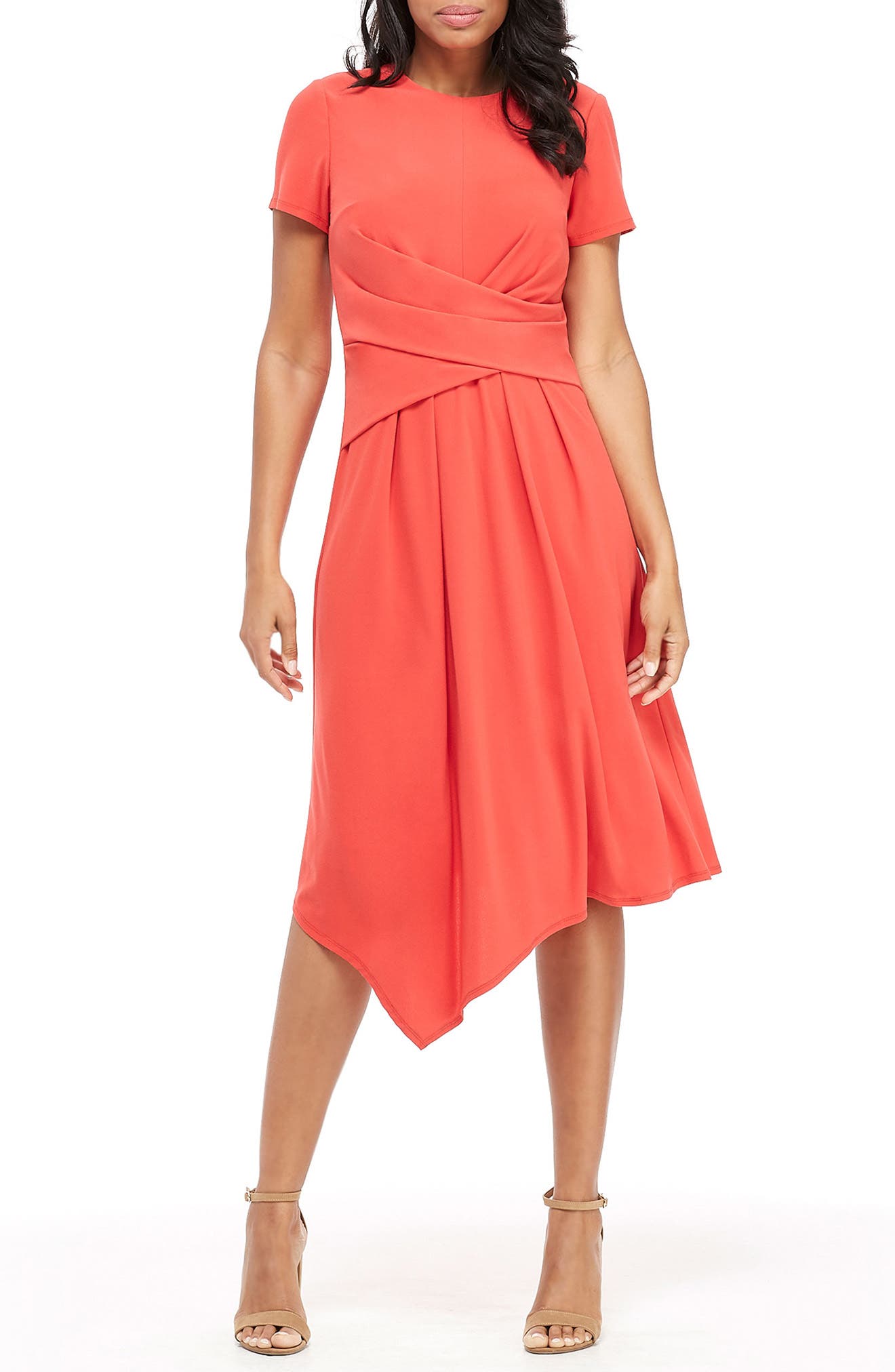 Maggy London Draped Asymmetrical Dress, Red
