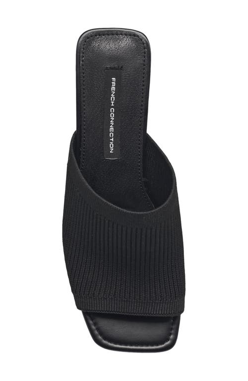 French Connection Women's Knit Styles Slip On Block Heel Sandal In Black