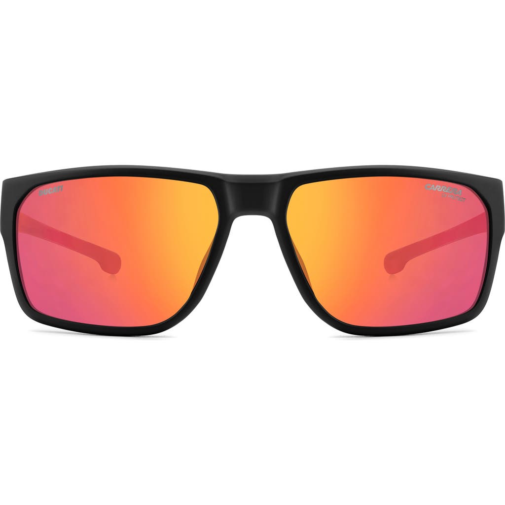 Carrera Eyewear X Ducati 59mm Rectangular Sunglasses In Black Red/red Multilayer