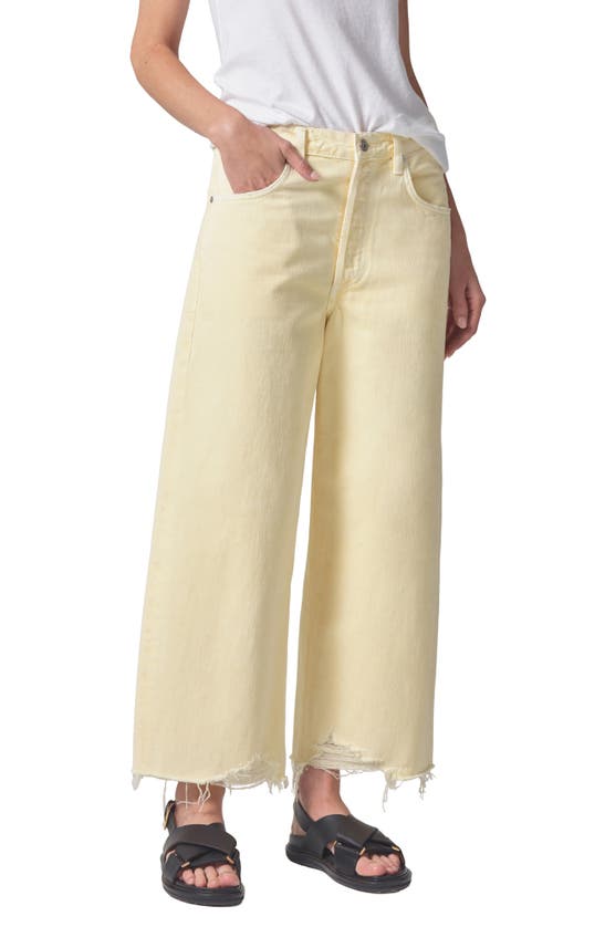 Citizens Of Humanity Ayla Raw Hem High Waist Baggy Crop Wide Leg Jeans In Limoncello