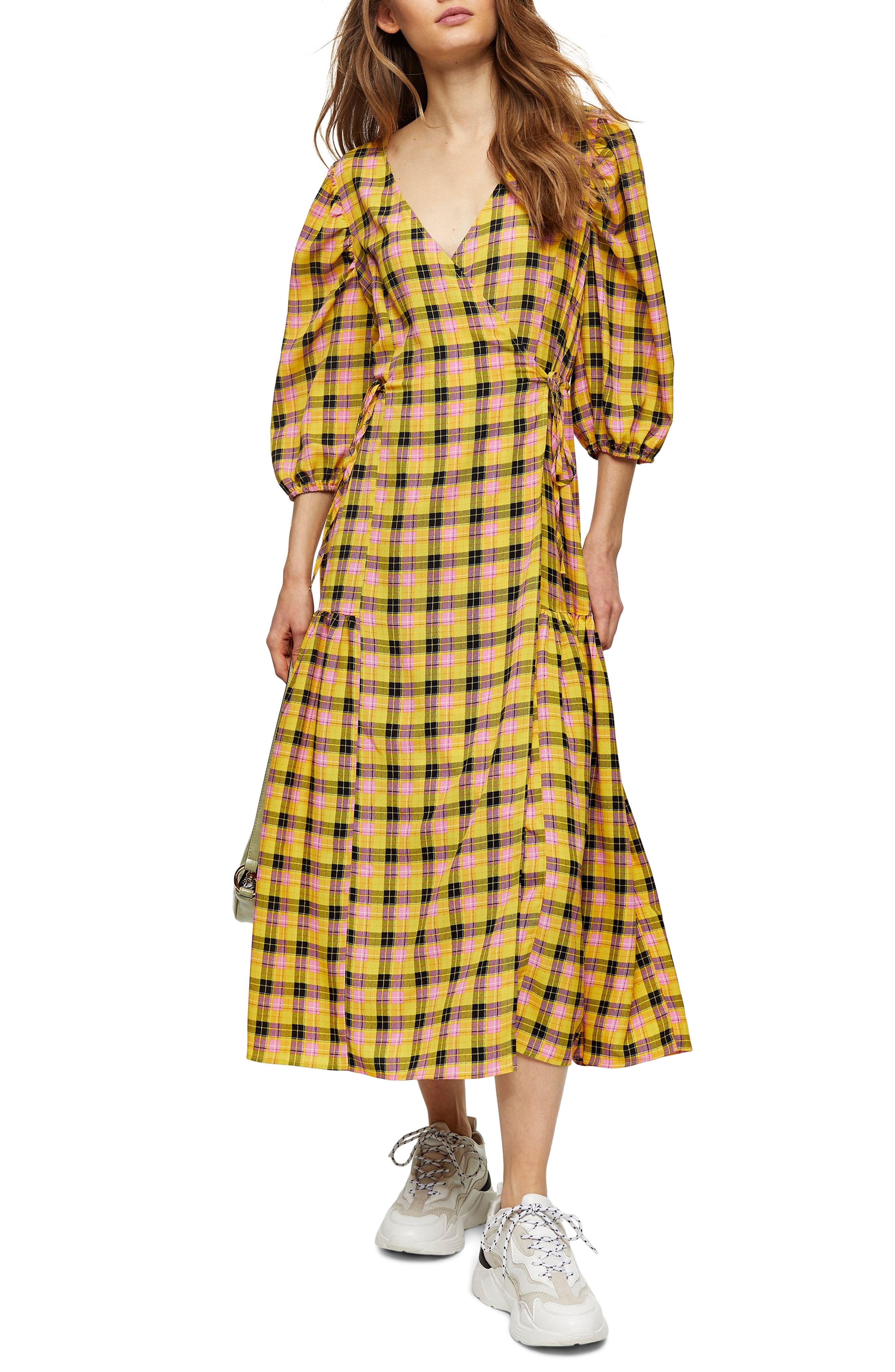 checked midi dress