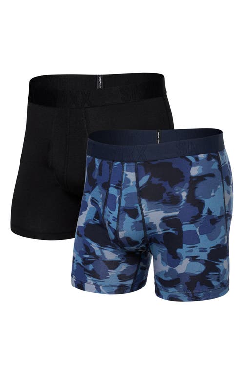 Shop Saxx Assorted 2-pack Droptemp™ Cooling Cotton Boxer Briefs In Daybreak Camo/black