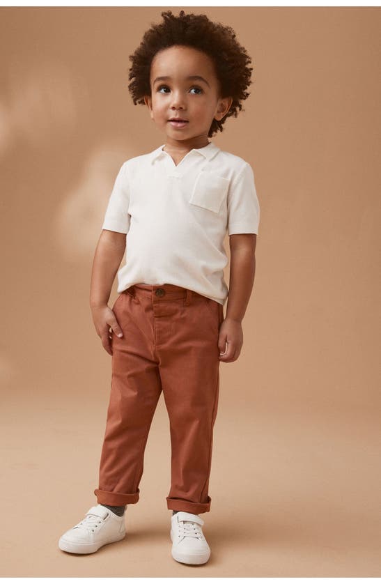 Shop Next Kids' Flat Front Cotton Chinos In Pink