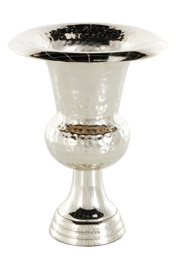 Vivian Lune Home Textured Metal Vase In Silver