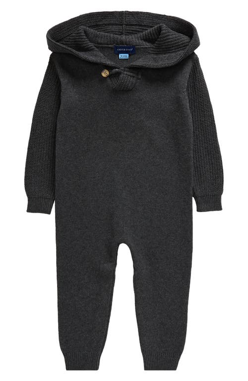 Shop Andy & Evan Cotton Hooded Sweater Romper In Grey