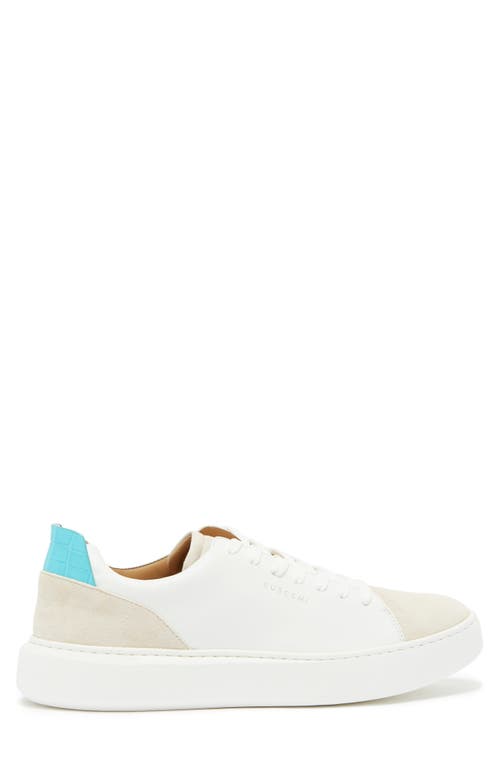 Shop Buscemi Uno Croc Embossed Sneaker In White/blue