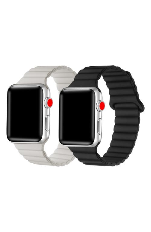 Shop The Posh Tech Pack Of 2 Magnetic Silicone Watch Bands In Black/blush Pink