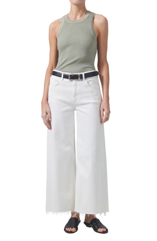 Shop Citizens Of Humanity Lyra Raw Hem Ankle Wide Leg Jeans In White