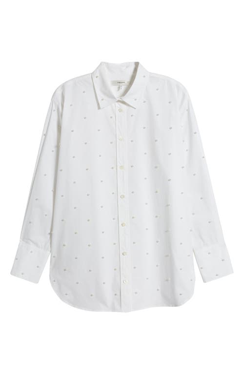 Shop Frame The Oversize Pearly Stud Organic Cotton Button-up Shirt In White