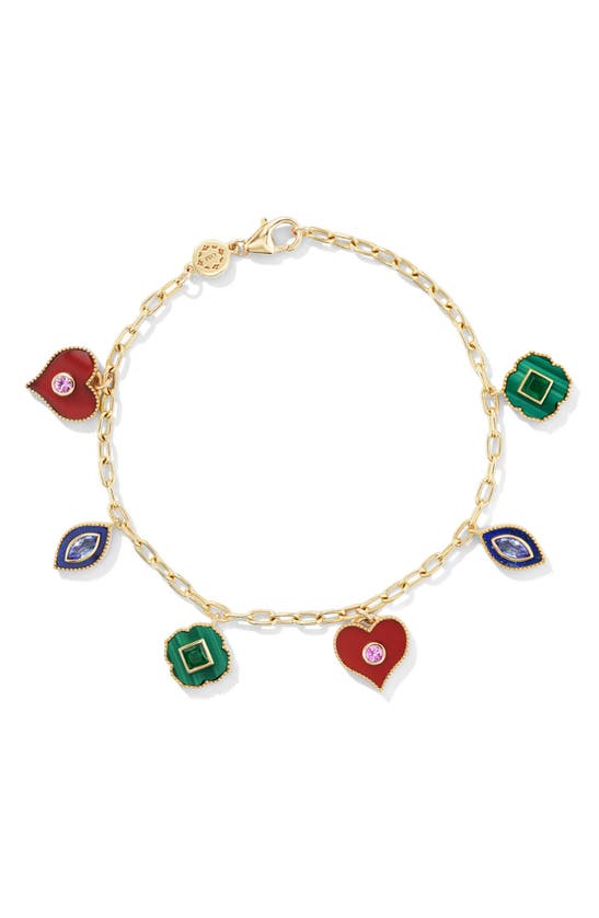 Shop Orly Marcel Symbols Charm Bracelet In Gold Multi