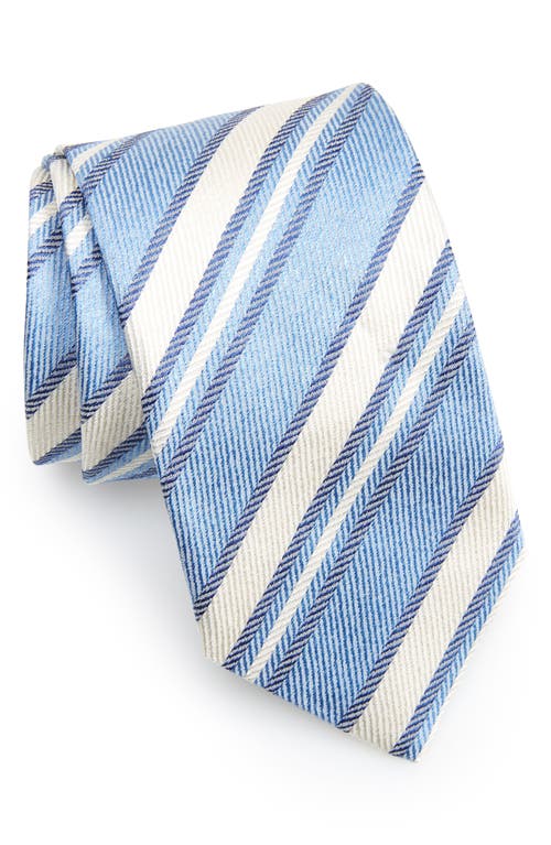 David Donahue Jacquard Stripe Silk Tie in Gray/Sky at Nordstrom