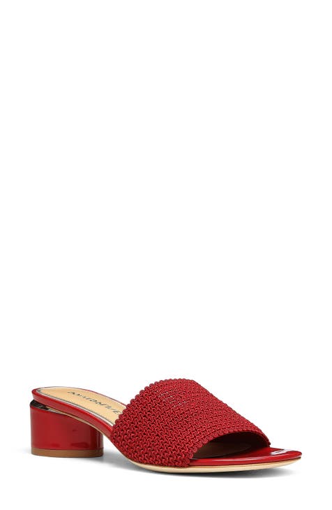 Red Padded Leather Mules 37