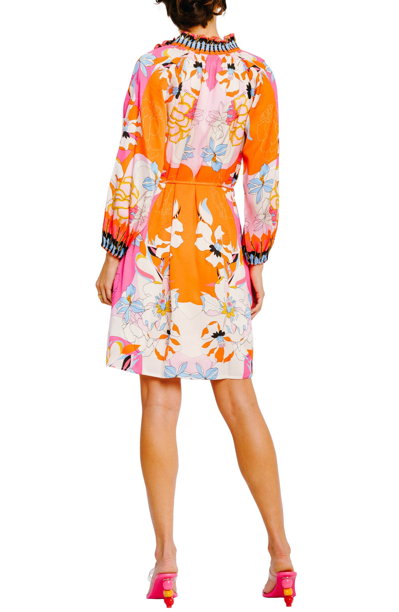 Top shop crochet trim floral long sleeve minidress Clearance