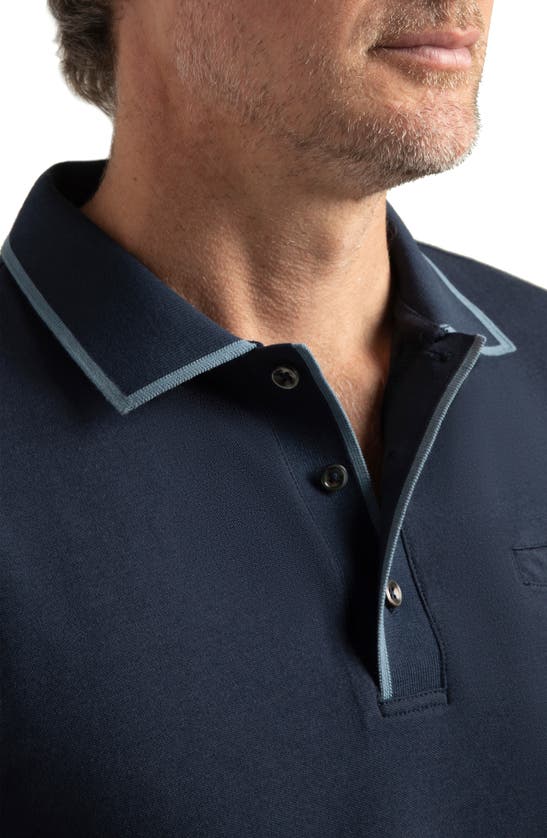 Hypernatural Oak Hill Slim Fit Tipped Cotton Blend Piqué Golf Polo In Midnight Navy