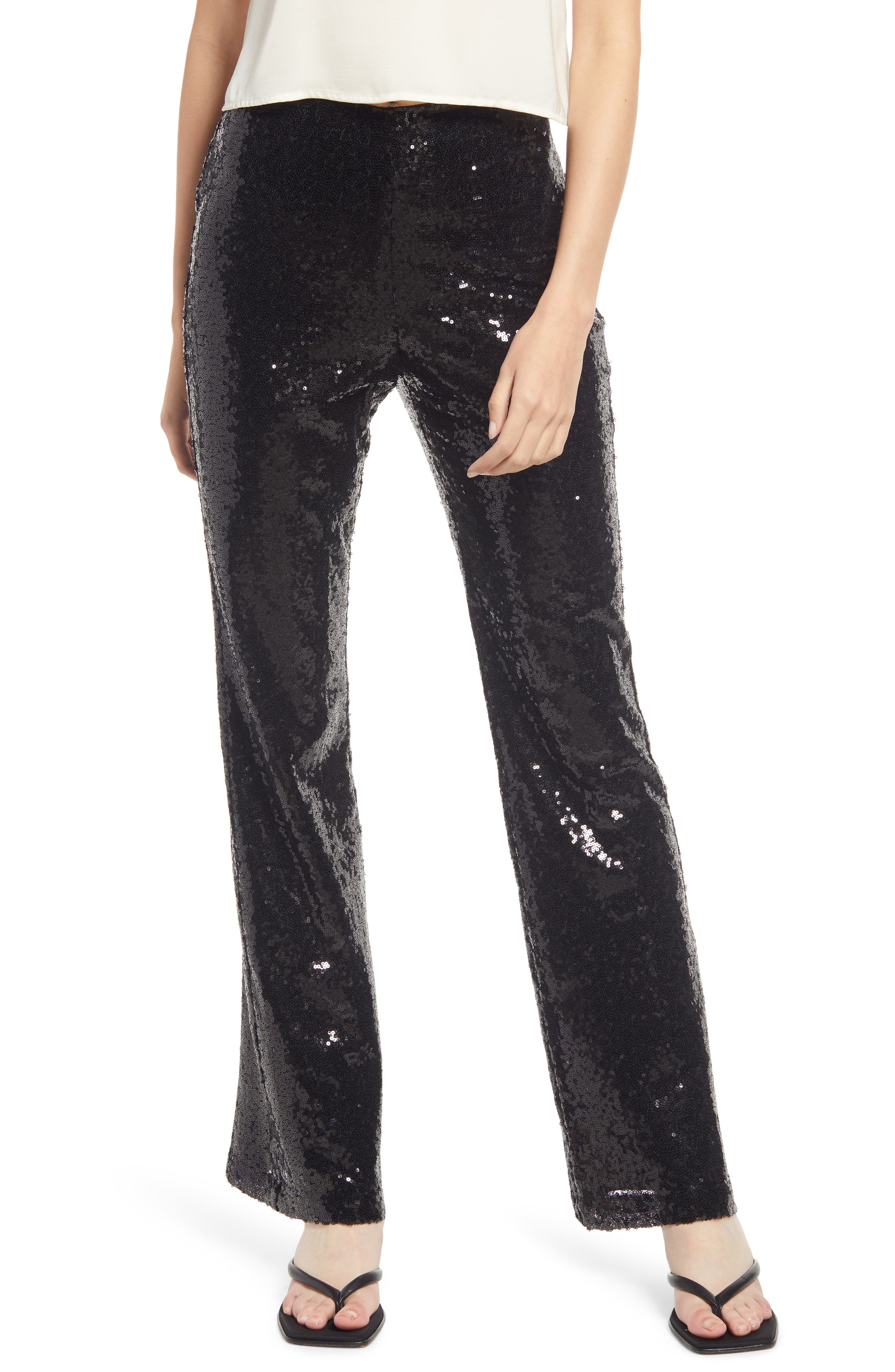 black sequin trousers next