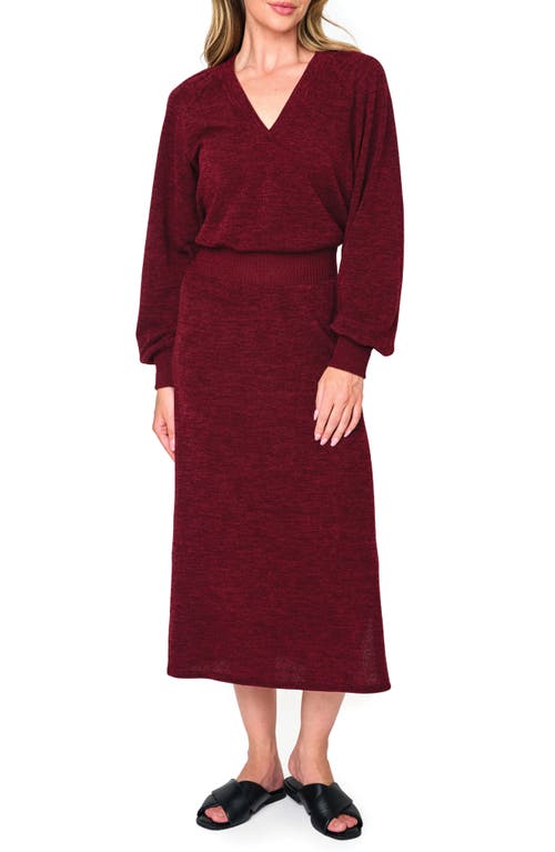 Shop Gibsonlook Long Sleeve Sweater Dress In Red Wine