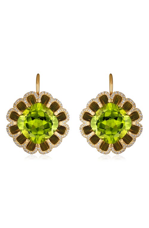 Floating Peridot & Diamond Drop Earrings in Gold/Peridot/Diamond