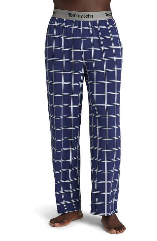 Shop Tommy John Second Skin Pajama Pants In Blueprint Windowpane